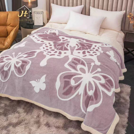 PATURI COCOLINO - Patura Cocolino cu Blanita, 3D, lila cu fluturi albi-LK5