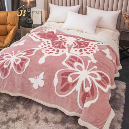 PATURI COCOLINO - Patura Cocolino cu Blanita, 3D, roz cu fluturi albi mari-LK2