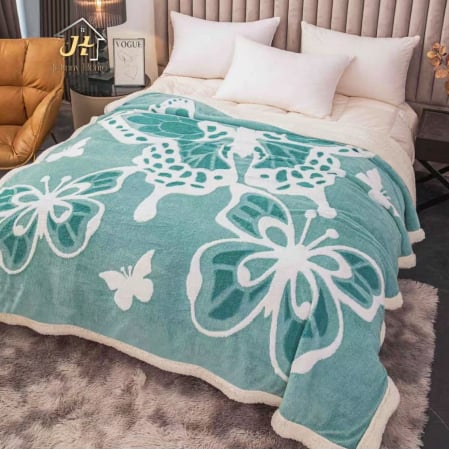 PATURI COCOLINO - Patura Cocolino cu Blanita, 3D, turcoaz cu fluturi albi mari-LK1