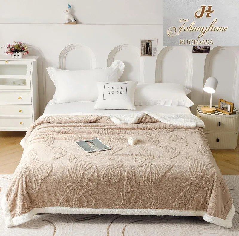 PATURI COCOLINO - Patura Cocolino Dubla cu Blanita,Fluturi,Bej-JD6