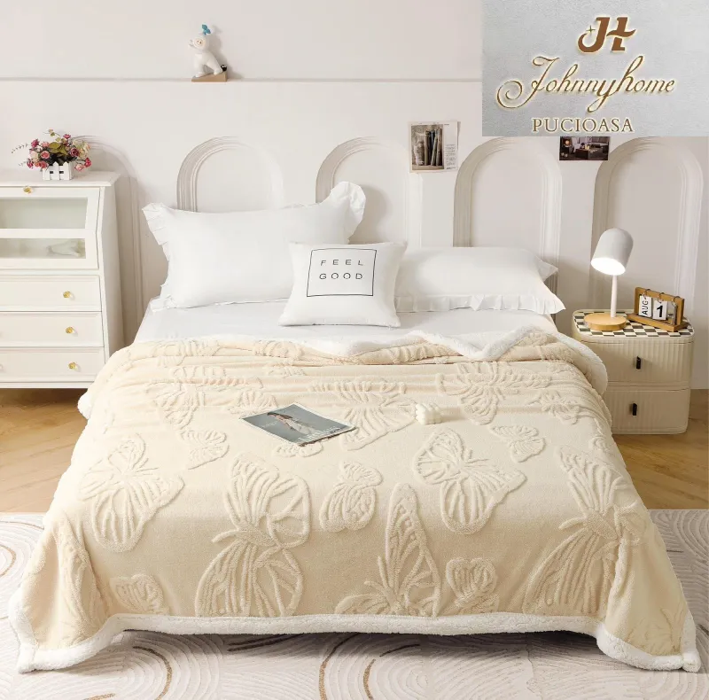 PATURI COCOLINO - Patura Cocolino Dubla cu Blanita,Fluturi,Crem-JD8