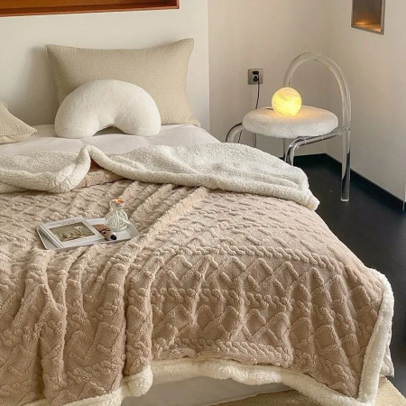 PATURI COCOLINO - Patura Groasa Cocolino cu Blanita, bej cu model discret impletit-NR13