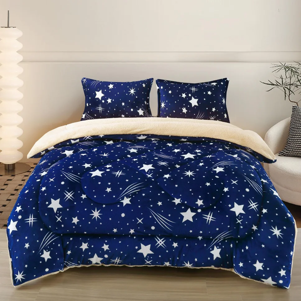 PERNE & PILOTE - Pilota groasa cocolino cu blanita, cu stelute albe si comete-PCB107