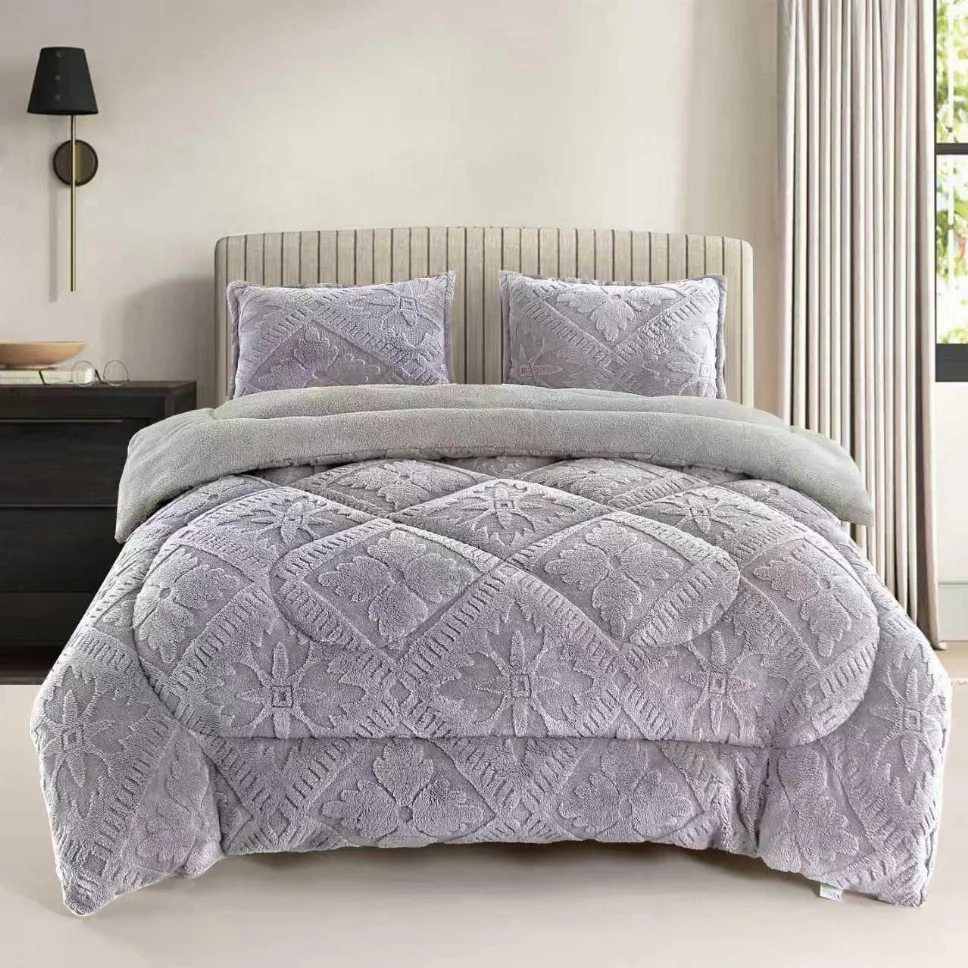 PERNE & PILOTE - Pilota groasa cocolino cu blanita, gri cu model floral 3D-PCB119