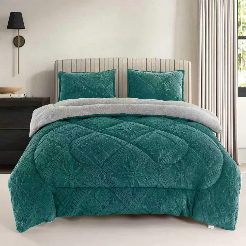 PERNE & PILOTE - Pilota groasa cocolino cu blanita, verde petrol cu model floral 3D-PCB117