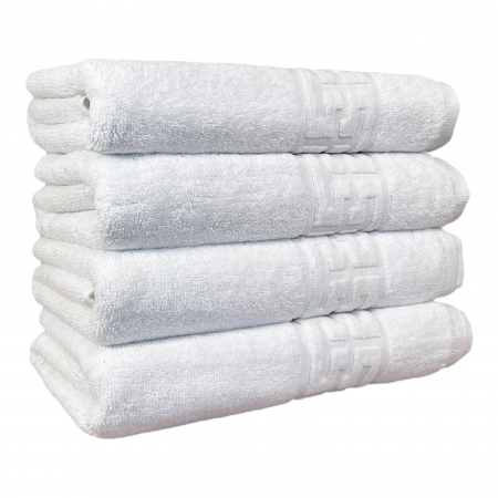 Produse - Set 4 Prosoape Model Grecesc, 70 x 140 cm,Bumbac 100%, Densitate 500g/m² – Alb-CT1