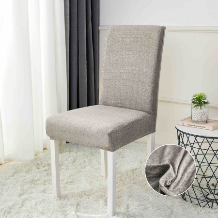 Huse scaune - Set 6 huse Lycra cu elastic pentru scaun,Gri deschis cu imprimeu-HL16