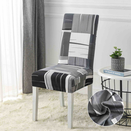 Huse scaune - Set 6 huse Lycra cu elastic pentru scaun,imprimeu,geoetric-HL21