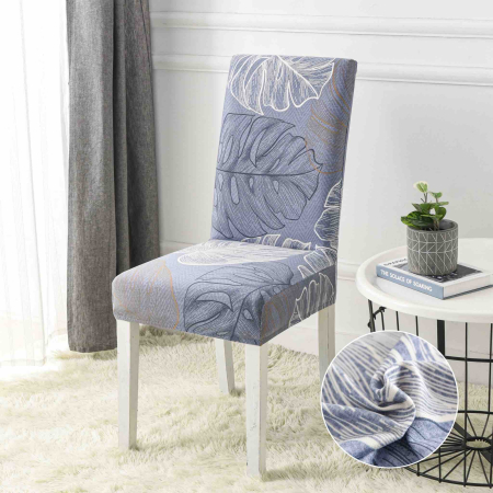 HUSE SCAUNE & CANAPELE - Set 6 huse Lycra cu elastic pentru scaun,model frunze-HL24