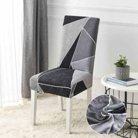 Huse scaune - Set 6 huse Lycra cu elastic pentru scaun,model geometic-HL23