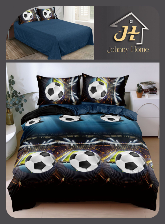 Lenjerii Bumbac Satinat - Set lenjerie de pat bumbac satinat cu imprimeu fotbal, 3D-BS734