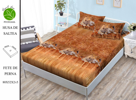 HUSE DE PAT - Husa de pat FINET CU ELASTIC Leopard Maro 180x200 + 2 fete de perna-HG191