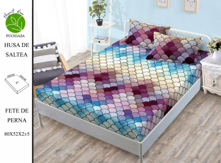 HUSE DE PAT - Husa de pat FINET CU ELASTIC Scari Multicolore 180x200 + 2 fete de perna-HG190