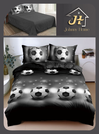 Lenjerii Bumbac Satinat - Set lenjerie de pat din bumbac satinat cu imprimeu fotbal 3D-BS735