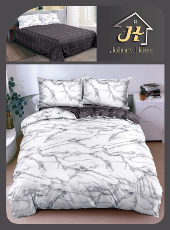 Lenjerii Bumbac Satinat - Set lenjerie de pat marmură bumbac satinat, 4 piese-BS250