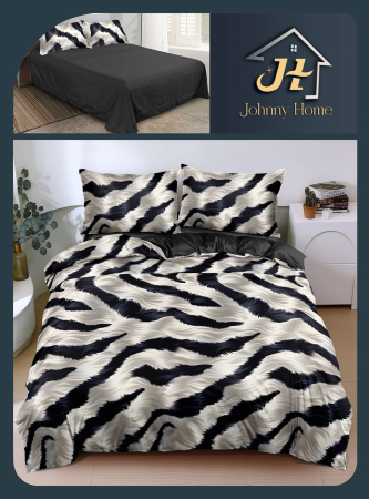 Set lenjerie pat bumbac satinat cu model zebra alb-negru-BS714 [0]