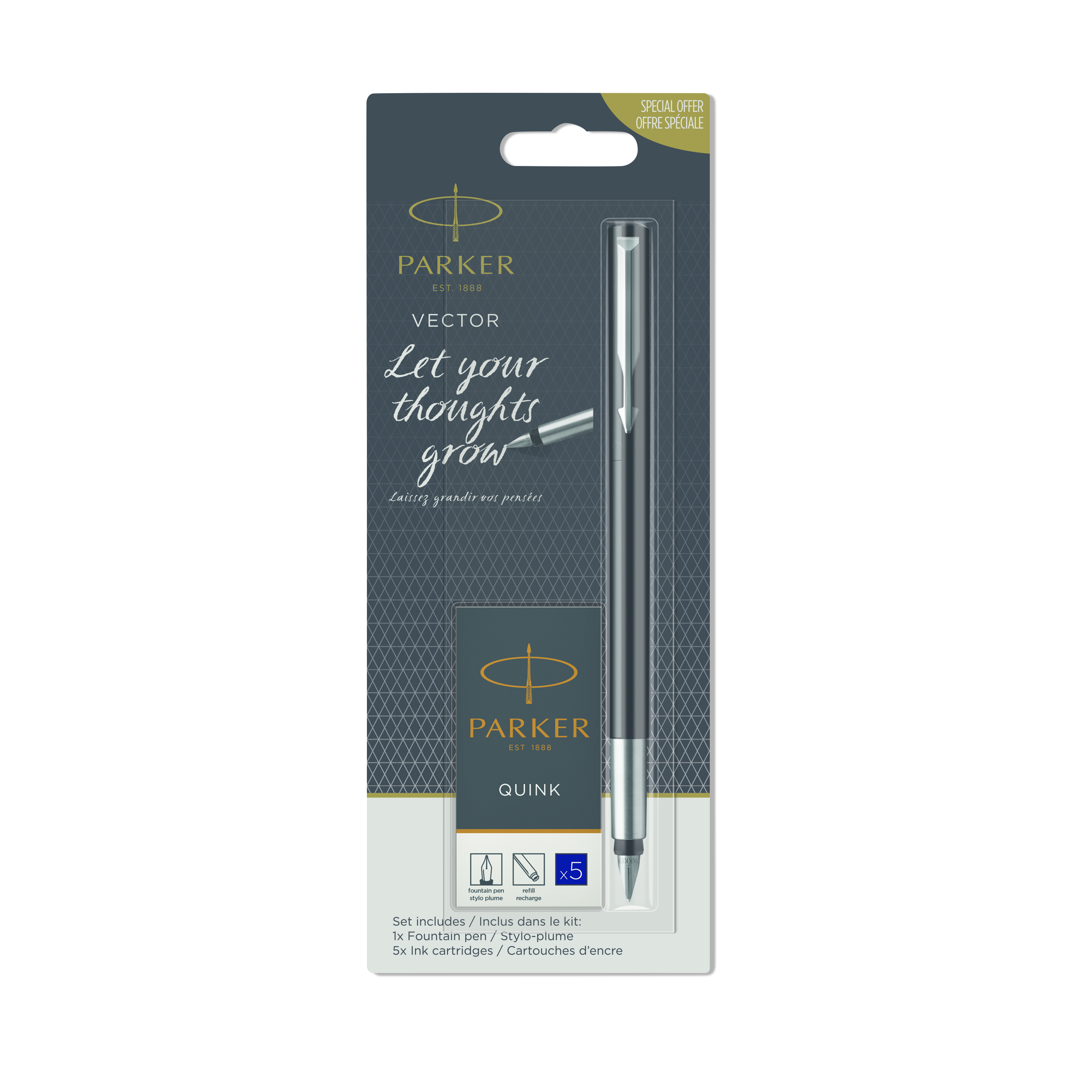Rechizite, Creativitate, Hobby - Stilou Vector negru + set 5 cartuse albastre