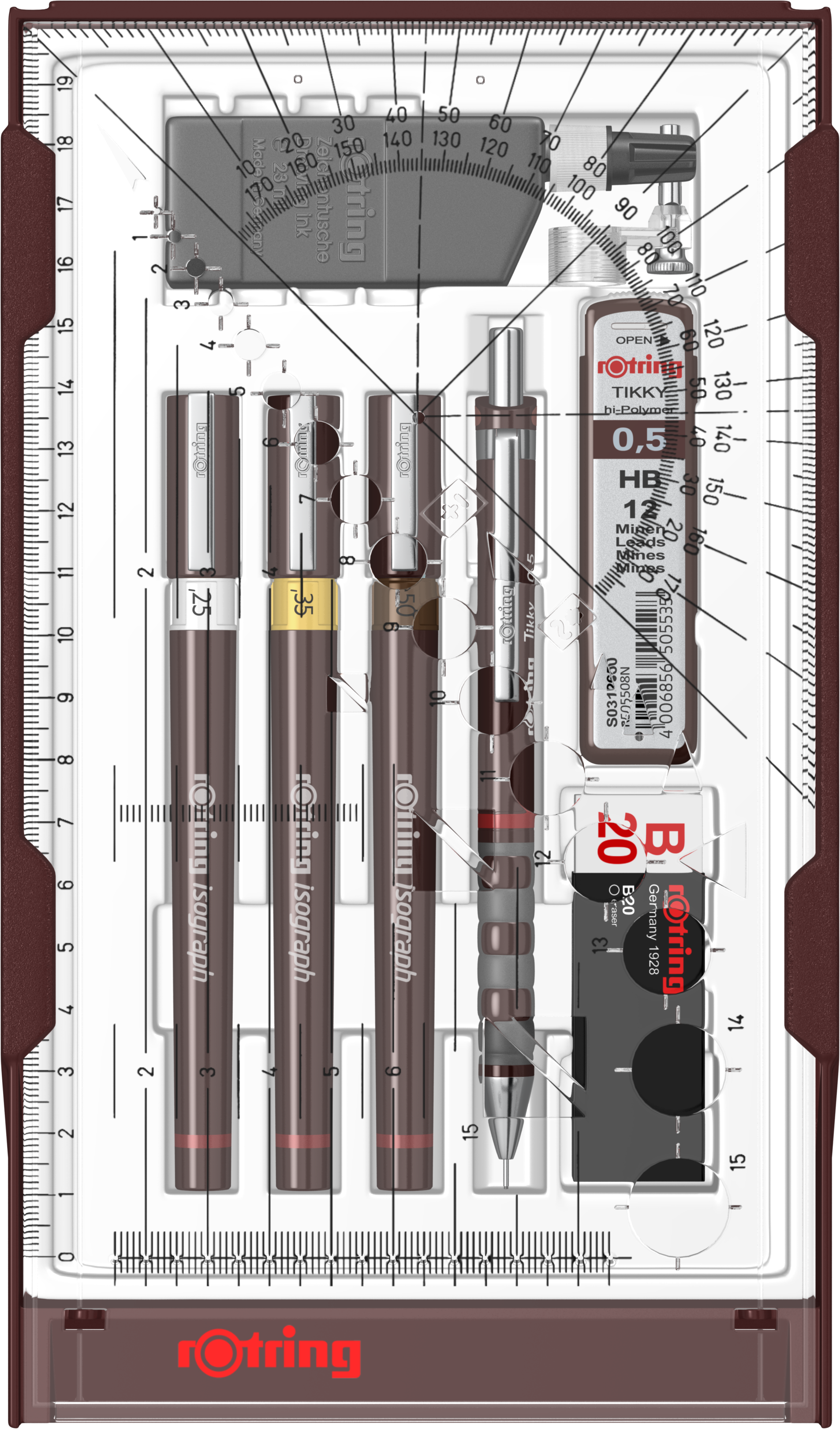 Rigle, compasuri si instrumente geometrice - Set Isograph College 0.25 / 0.35 / 0.5