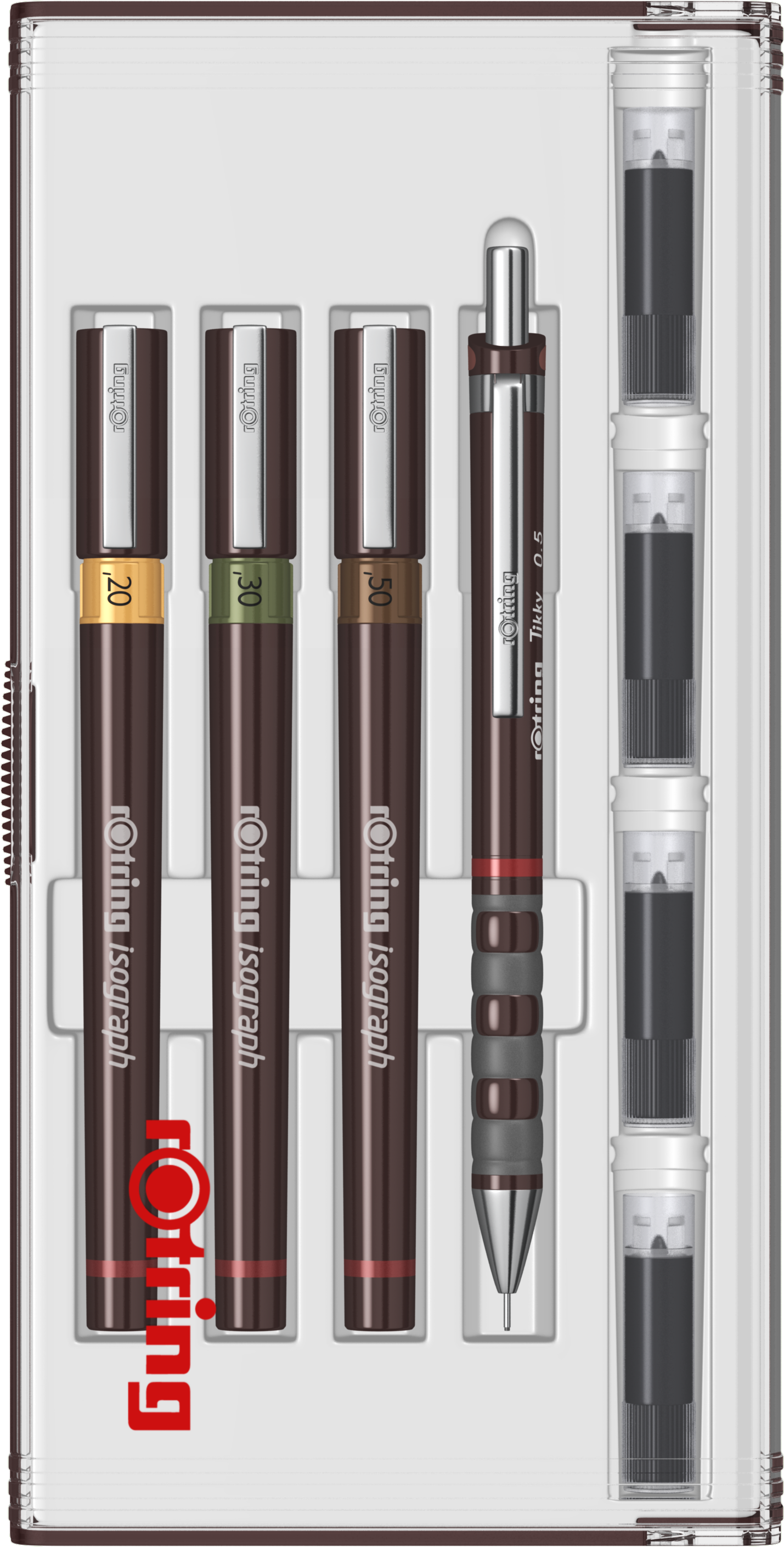 Rigle, compasuri si instrumente geometrice - Set Isograph Junior 0.2 / 0.3 / 0.5