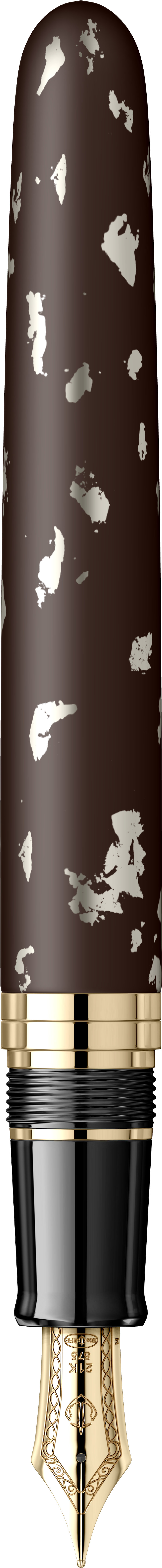 Instrumente de scris - Stilou King Size Nawate Haku-chirashi SOE Yoh Silver Foil 21K (M)