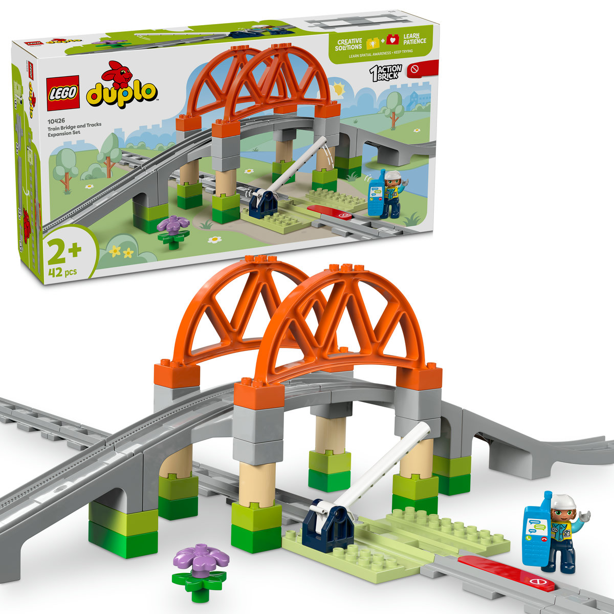 Lego Duplo - Set de extindere Pod cu sine de cale ferata - Ambalaj deteriorat