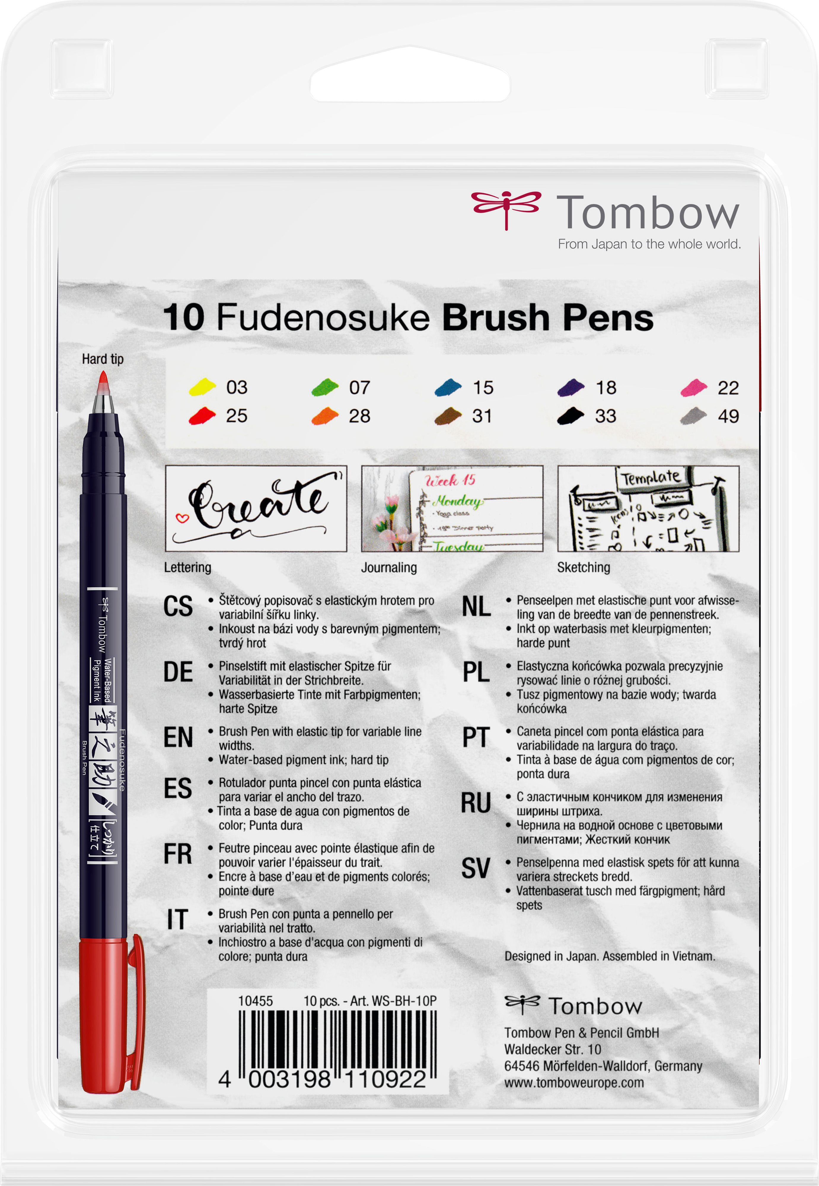 Hard Small Writing Marker Caligrafic / Set 10 Culori [1]