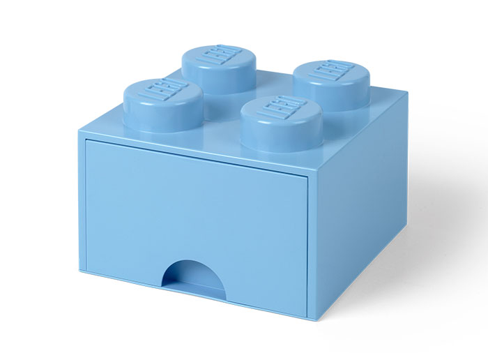 LEGO - Cutie depozitare LEGO 2x2 cu sertar, albastru deschis