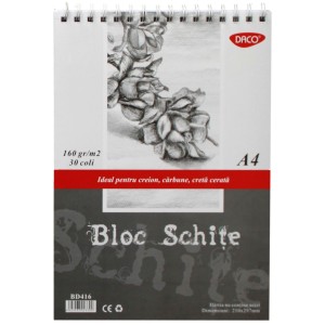 Agende, carnetele si alte produse din hartie - BLOC A4 SCHITE 160G 30 FILE DACO BD416