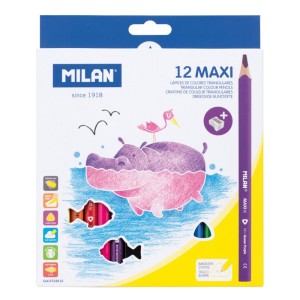 Creioane colorate, negre si accesorii - CREION COLOR 12 MAXI MILAN TRIUNGHIULAR 0722612
