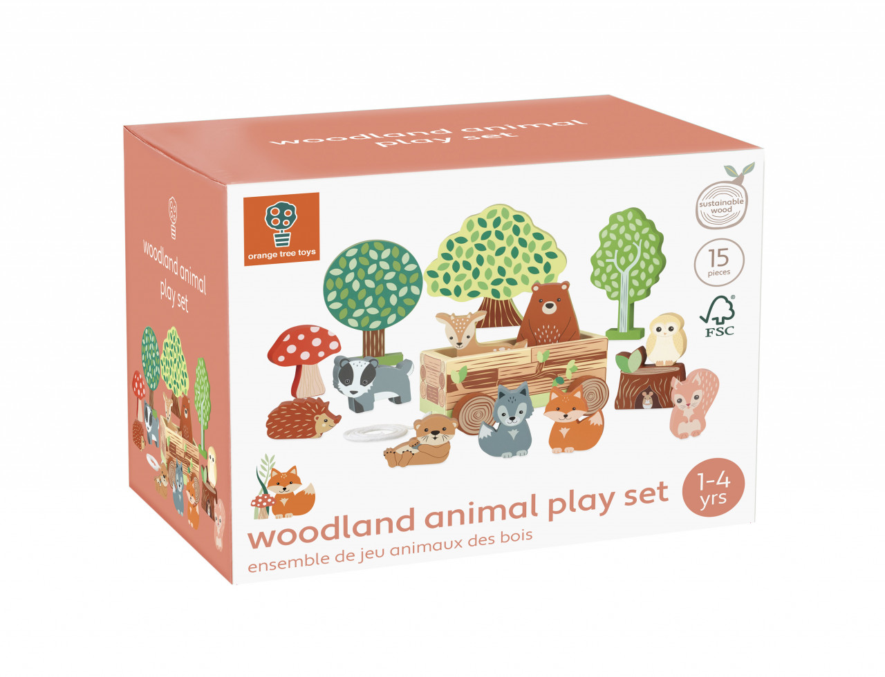 Jocuri - Jucarie Montessori Set cu piese din lemn animale de padure, Orange Tree Toys
