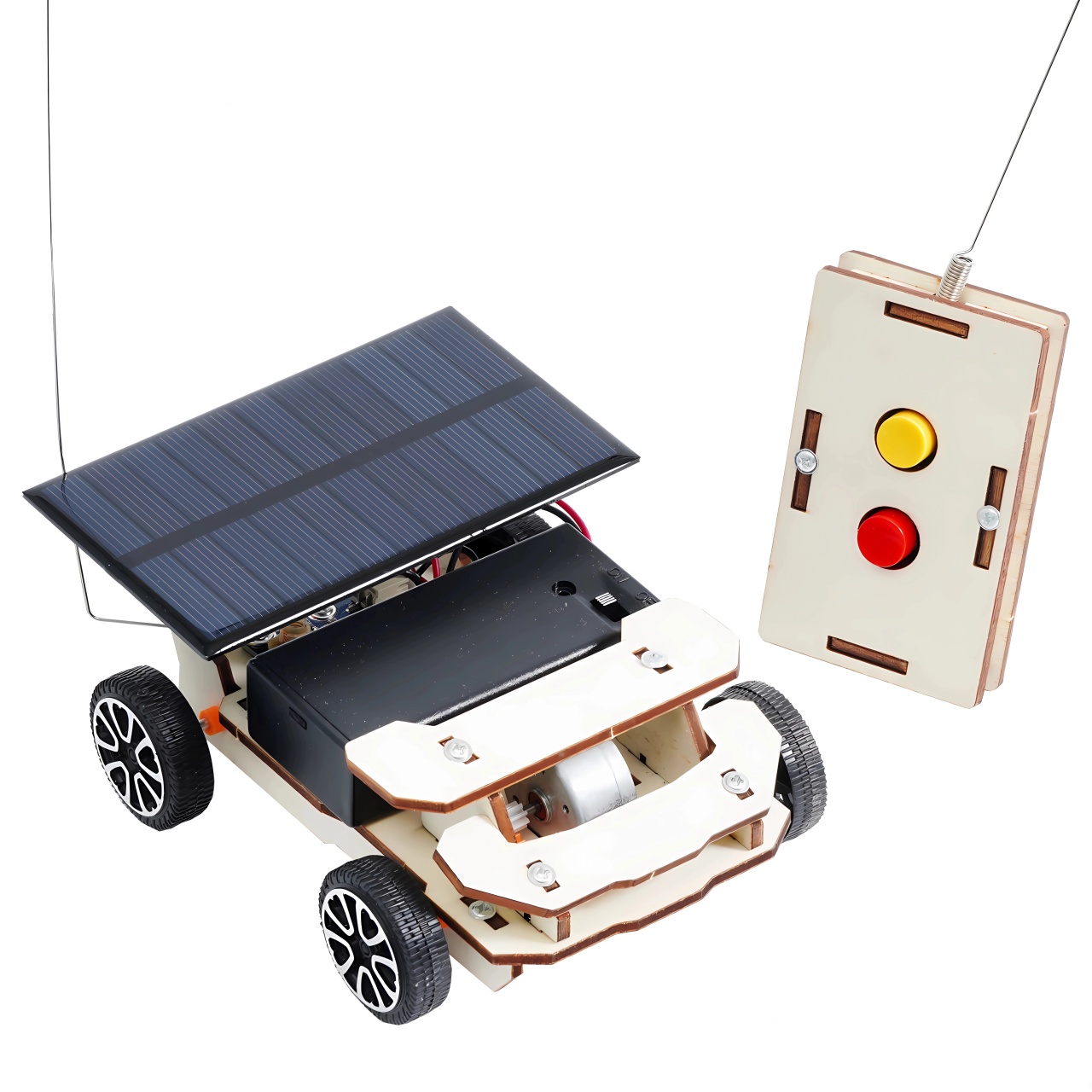 Kit STEM Masinuta Solara din lemn cu telecomandă miniMINT Sun Charger, Fischertechnik [1]