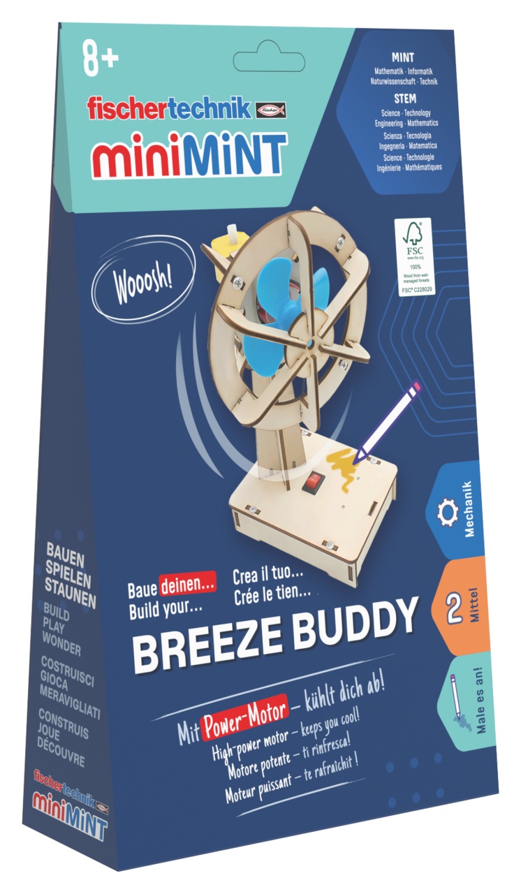 Kit STEM Ventilator din lemn miniMINT BreezeBuddy, Fischertechnik [0]