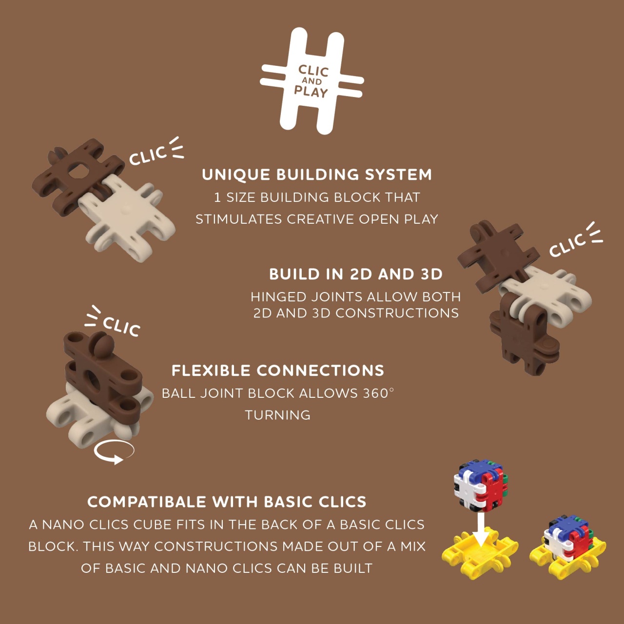 Nano Clics Pentru construit animale salbatice 250 piese, Clicformers [5]