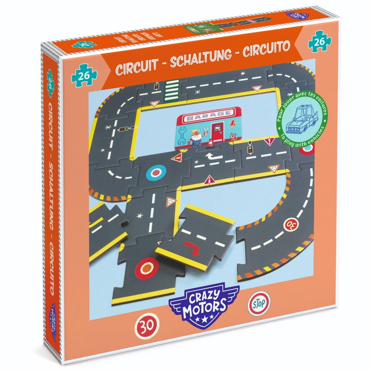 Jocuri - Puzzle Circuit gigant de curse, Djeco