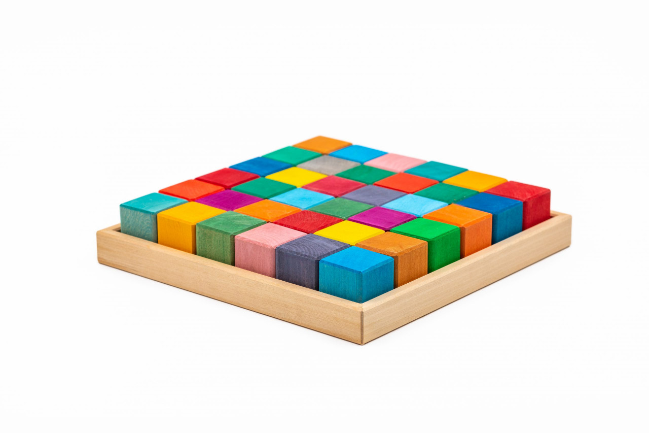 Jocuri si jucarii - Set Handmade, 36 Cuburi in ladita