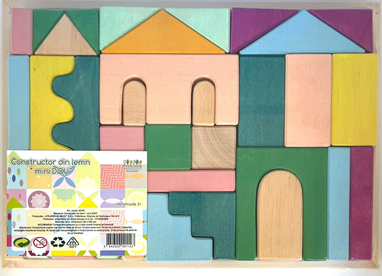 Jocuri - Set Handmade, Constructor din Lemn Mini Didu