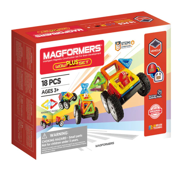 Jocuri - Set magnetic de construit- Magformers Wow Plus, 18 piese