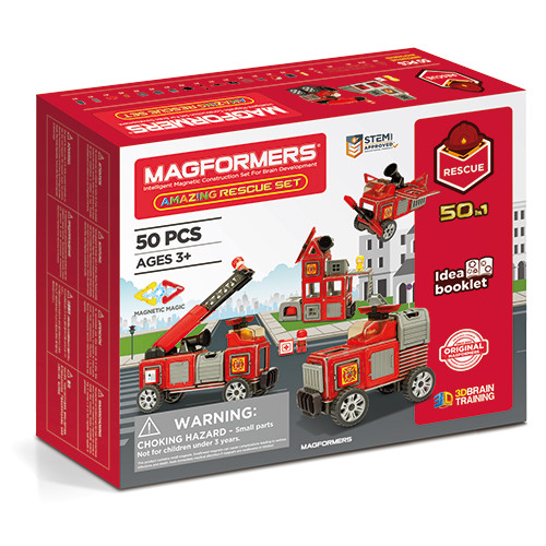 Jocuri si jucarii - Set magnetic Magformers, Uimitorul set cu vehicule de interventie
