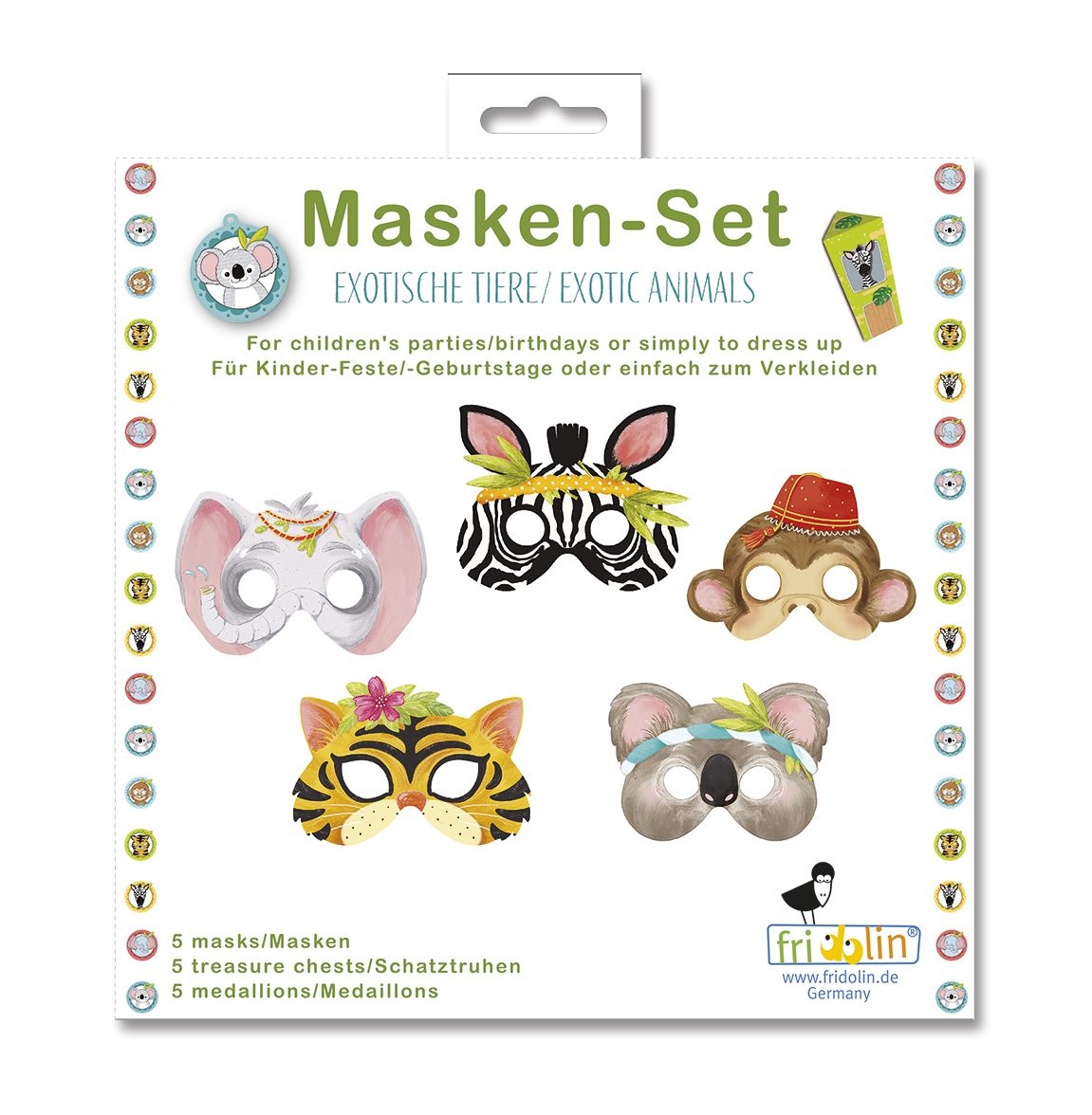 Accesorii - Set masti petrecere Animale exotice, Fridolin