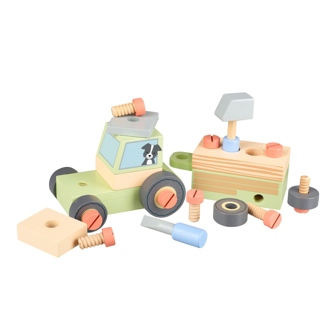 Tractor din lemn de asamblat, Orange Tree Toys [2]