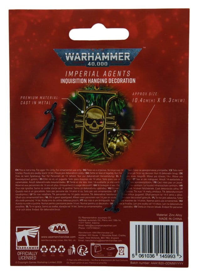 Warhammer 40,000 Hanging Decoration Imperial Agents Inquisition 17 cm [2]