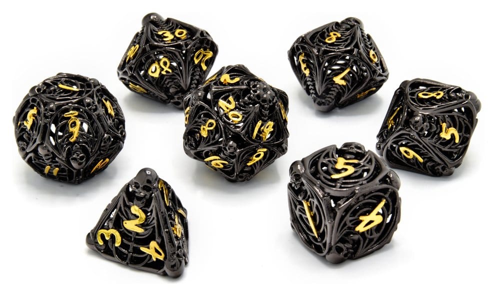 Games - CritStones Hollow Metal Dice Set Soulreaper Gold (7)