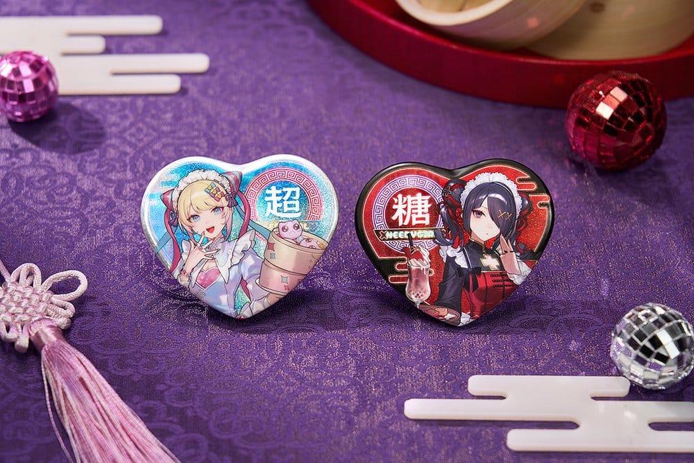 PRECOMENZI - Needy Streamer Overload Needy Streamer Chinese Restaurant Series Heart-Shaped Pinback Button OMGkawaiiAngel