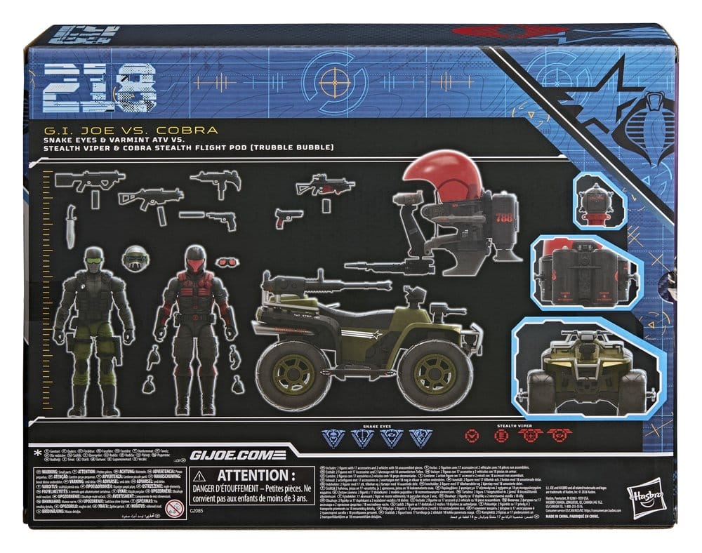 G.I. Joe Classified Series Action Figure & Vehicle Set Snake Eyes & Varmint ATV vs. Stealth Viper & Cobra Stealth Flight Pod (Trubble Bubble) 15 cm [0]