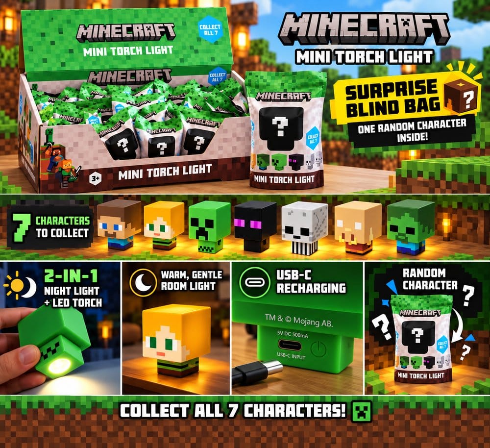 Casa si Cadouri - Minecraft Mini Torch Night Light Blind Box Display (20)