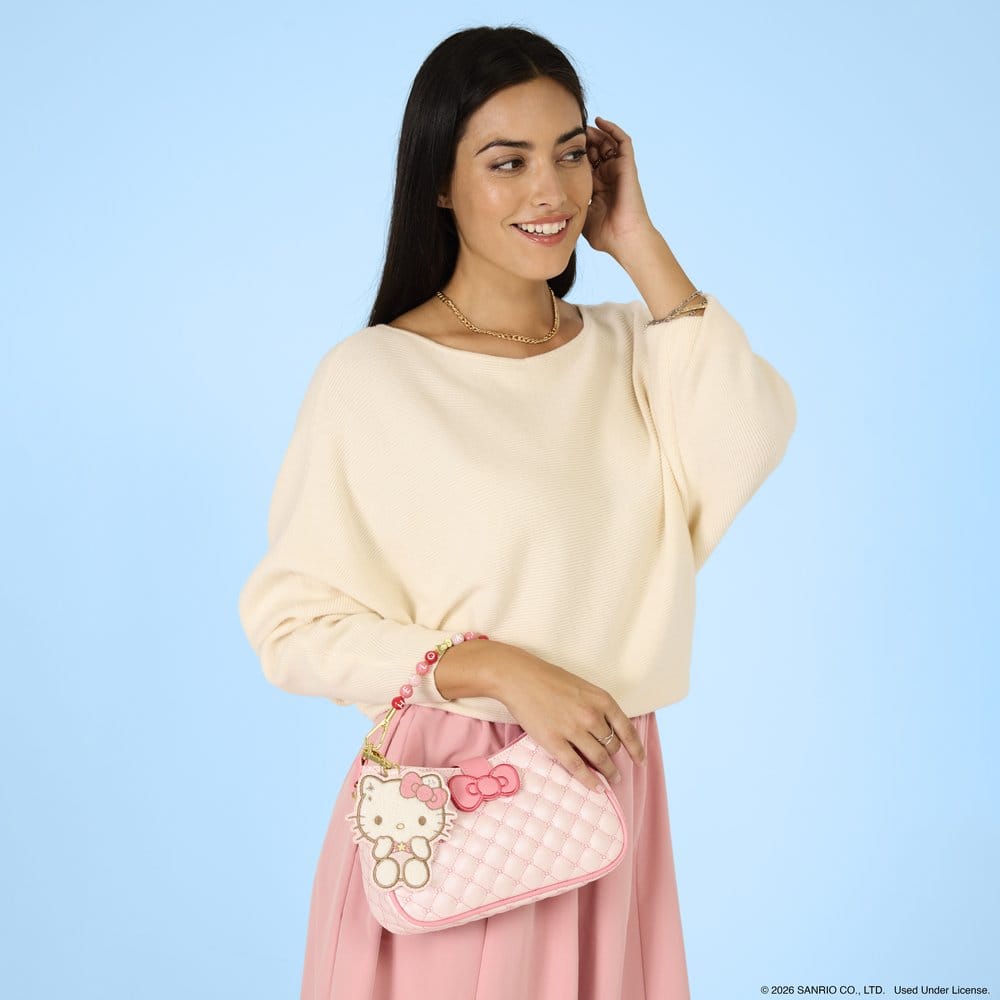 Fashion & Accessories - Sanrio by Loungefly Crossbody with Beaded Handle & Bag Charm Hello Kitty Quilted