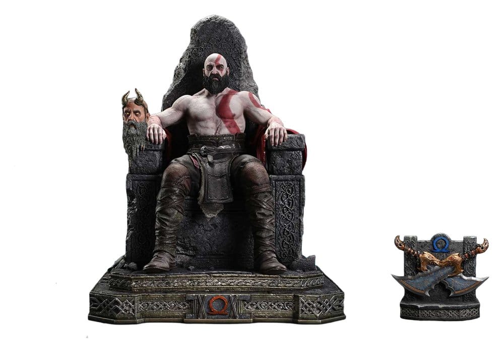 PRECOMENZI - Throne Legacy God of War Series Statue 1/3 Ragnarok Master Thyself Kratos Bonus Version 67 cm
