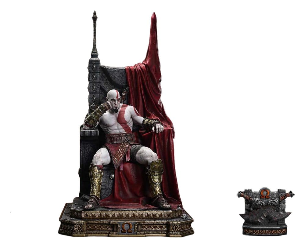 PRECOMENZI - Throne Legacy God of War Series Statue 1/3 Ragnarok Young Thyself Kratos Bonus Version 91 cm
