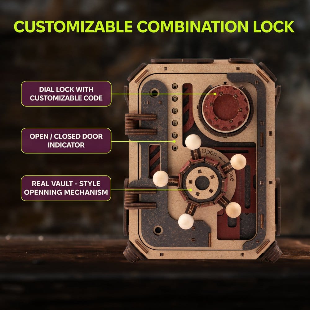 Jucarii - Ugears 3D Wooden Model Kit Safe Too 17 cm