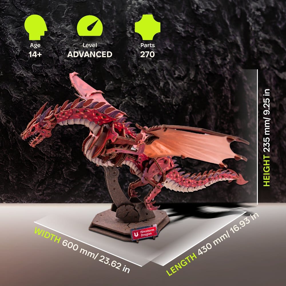 Jucarii - Ugears 3D Wooden Model Kit Firestorm Dragon 43 cm